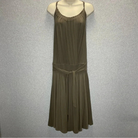BCBGMaxAzria Pleated Front Waist Tie Super Soft Strapless Blouson Midi Dress - Picture 1 of 7
